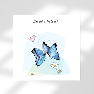 Happy Birthday... All a Flutter Square Cards Pack of 10 Folded Cards (1 type) (premium envelopes)