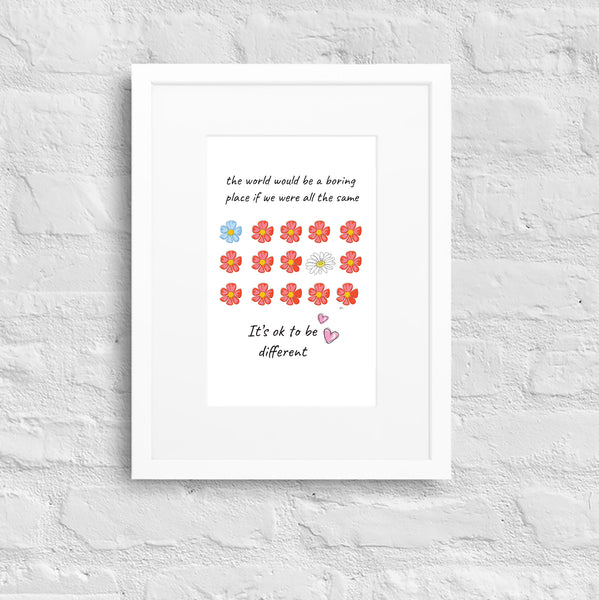It's ok to be different Matte Paper Framed Poster With Mat
