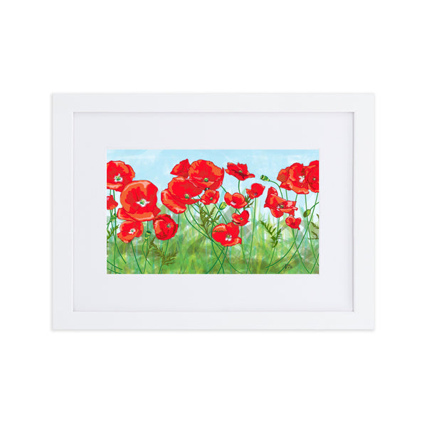 Poppy Field Matte Paper Framed Poster With Mat