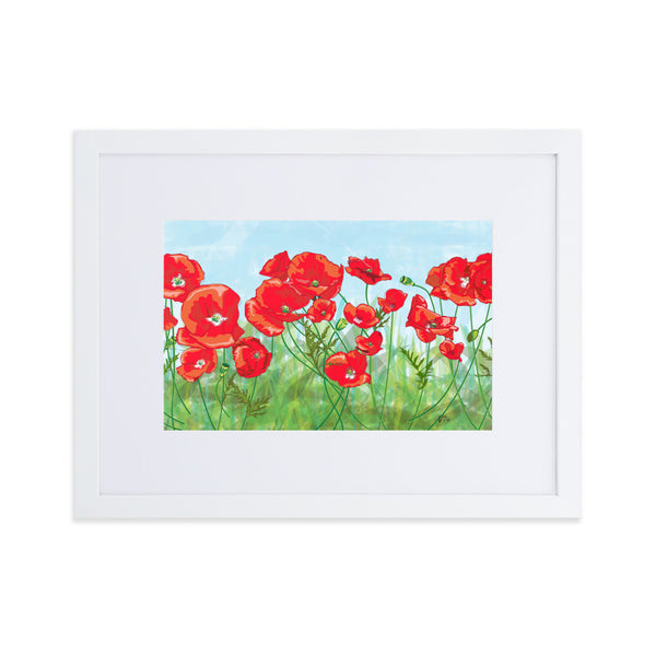 Poppy Field Matte Paper Framed Poster With Mat