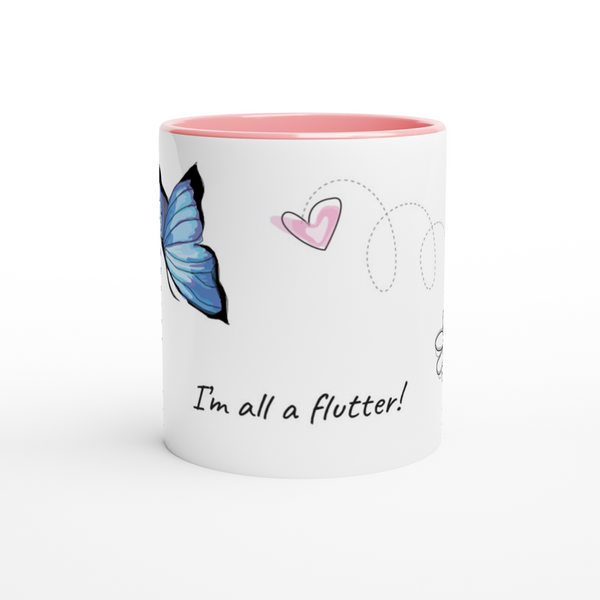 All a flutter Mug  11oz Ceramic Mug with Color Inside