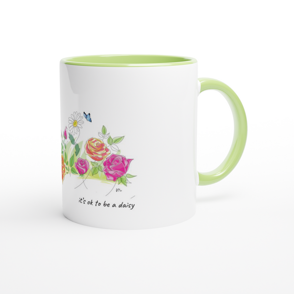 Its ok to be a daisy White 11oz Ceramic Mug with Color Inside